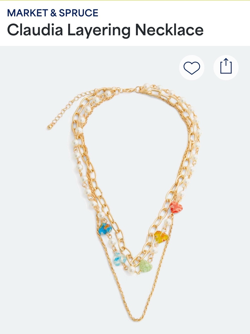 Market & Spruce Gold Layered Necklace with colored Beads—never worn